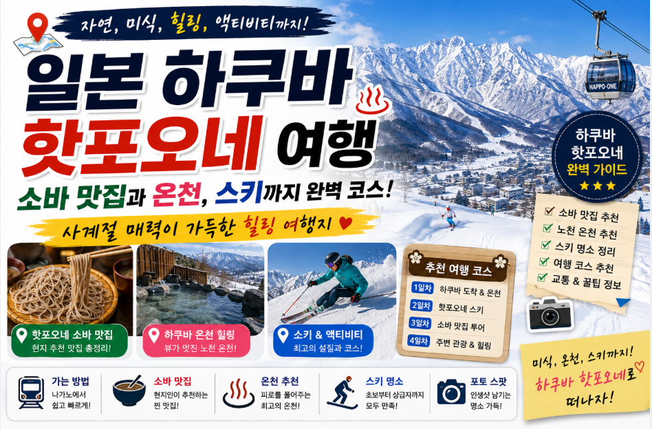 일본 하쿠바 핫포오네 소바 맛집과 온천, 스키 여행으로도 좋은 코스 하쿠바 여행