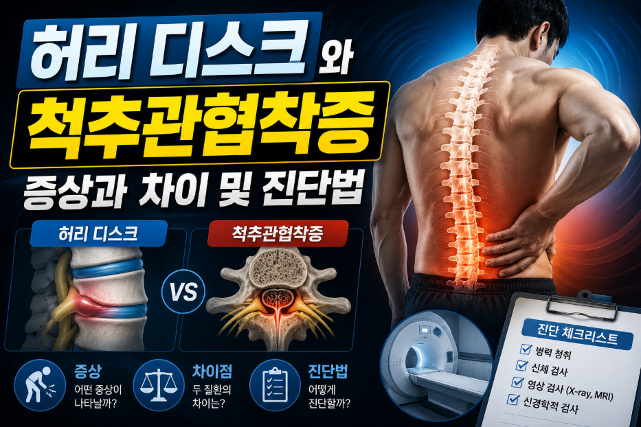 허리디스크와 척추관협착증, 증상 차이 진단 3가지 먼저 알아두세요 허리디스크