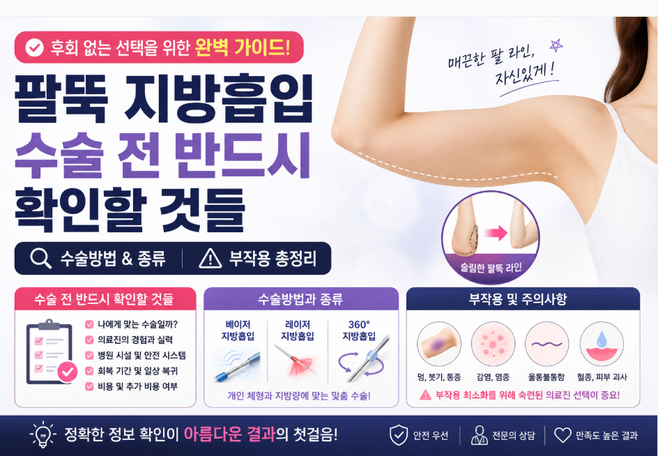 팔뚝 지방흡입 수술 전 반드시 확인할 것들과 수술방법과 종류 부작용 지방흡입