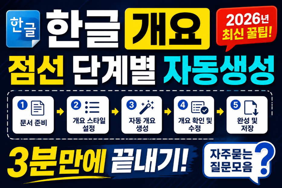 한글 개요 점선 단계별 자동생성 3분만에 끝내기 및 자주묻는질문모음 한글 점선